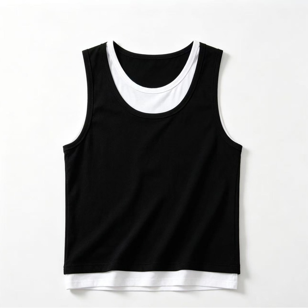 Men's Layered Black & White Tank Top
